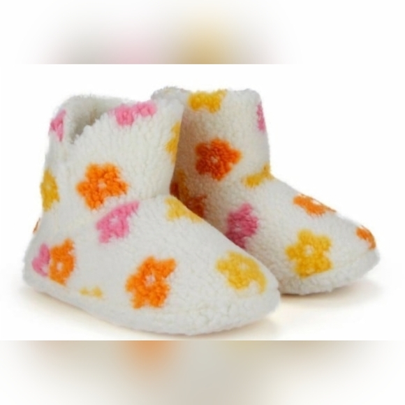 Slipper Boots Sherpa Boho Daisy Booties Warm Comfy Cozy Cute Winter Socks 10 NWT - Picture 2 of 12